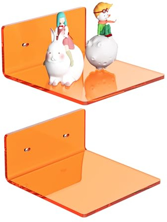 Sezanrpt Wandregale, 15,2 cm, klein, orange, 2er-Set, Wandmontage, Ausstellungsregal für Schlafzimmer, Wohnzimmer, intelligenter Lautsprecher, Uhr, Dekoration, 2 Stück