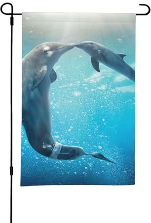 Winter The Dolphin, bandiera estiva da giardino bifacciale da 12x18 pollici per esterni