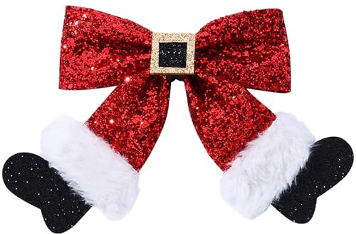 Forcine Capelli Fiocco Natale, Fiocchi per Capelli Natalizie, Accessori Natalizi per Regalo di Natale, Regalo di Compleanno (Rosso)
