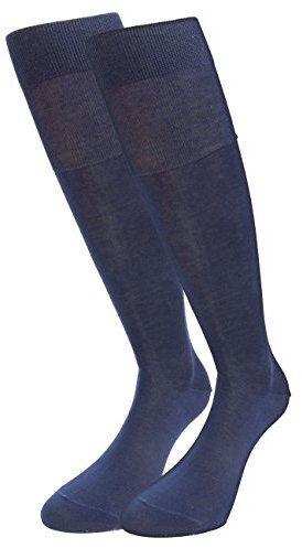 Ciocca Calze uomo lunghe, cotone 100% FILO SCOZIA - 6 Paia - tre taglie calze (42/43, Blu scuro)