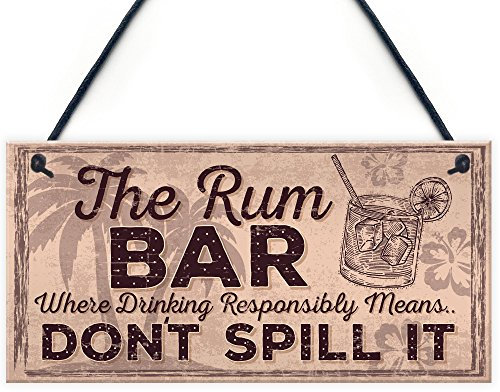 RED OCEAN Alcohol Signs For Garden Shed SummerHouse Funny Rum Gift Kitchen Wall Plaque Bar Sign
