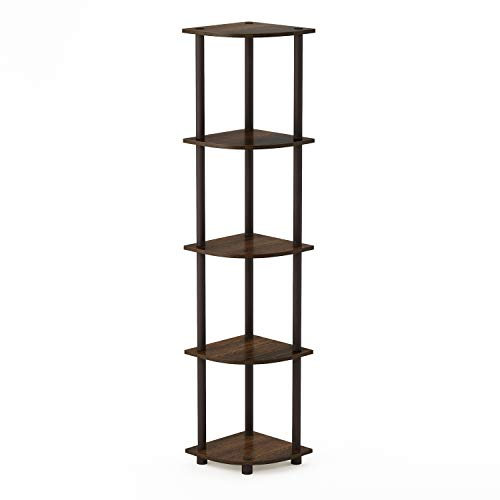 Furinno Eck-Mehrzweckregal mit 4 Fächern, holz, Walnuss/Braun, 29.46 x 29.46 x 146.56 cm