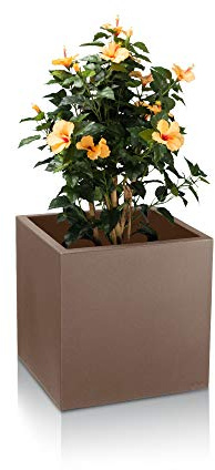 Pflanzkübel DECORAS Kunststoff Blumenkübel - Farbe: cappuccino matt - robuster, UV-beständiger, wetterfester & frostsicherer Blumentopf für den Garten - TÜV-geprüfte Qualität