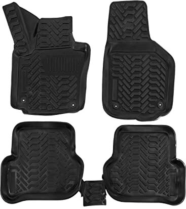 J&J AUTOMOTIVE | 3D Automatten Gummi Matten Gummifußmatten TPE Passend Für Yeti ab 2009, Schwarz, Anti-Rutsch, Allwetter, 4-Tlg, Hohes Rand