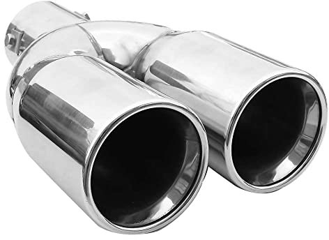 Universell Auspuffblende Doppelrohr Endrohr Edelstahl Auto Endrohrblenden Auspuffendrohr Auspuffrohr Tuning Schalldampf Blende Sport Rund Chrom Auspuffspitzen