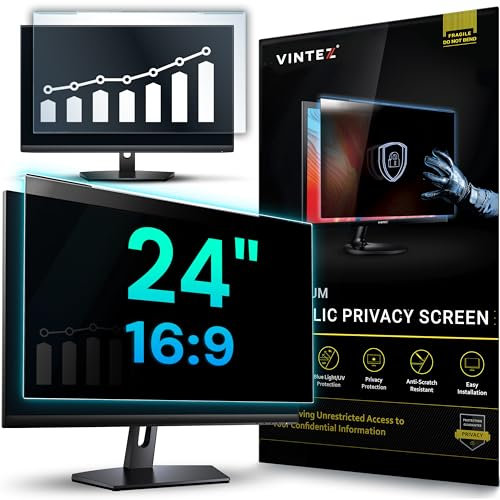 Acrylic 24 Inch - High Clarity Computer Privacy Screen Filter for Widescreen Computer Monitors - 21.2 x 13.4 (540 x 340mm) - Monitor Frame Hanging Type