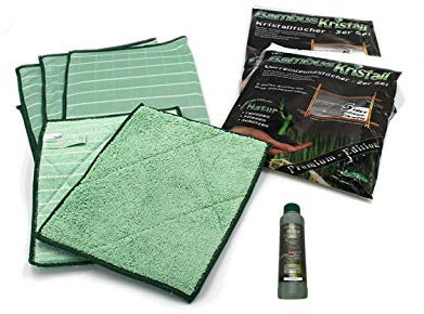 Bambus-Kristall 6er Set PREMIUM - 3 Poliertücher & 2 Vorreinigungstücher + Reiniger 250ml