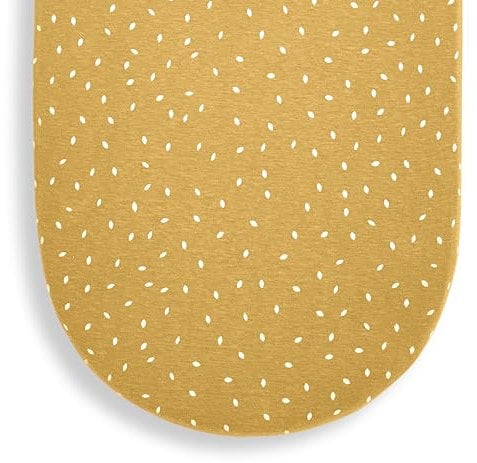 The Little Green Sheep Moses Basket Fitted Sheet, Organic Linen & Cotton Blend Sheet fits Most Moses Baskets 30x70cm to 35x75cm, Honey with Rice Print