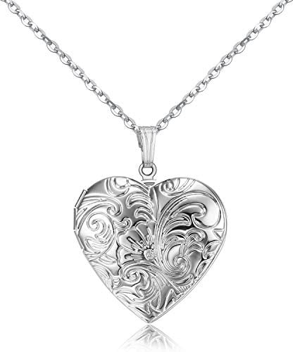 MUERDOU Heart Sunflower Locket Necklace that Holds Pictures You are My Sunshine Photo Memory Locket Pendant Necklaces