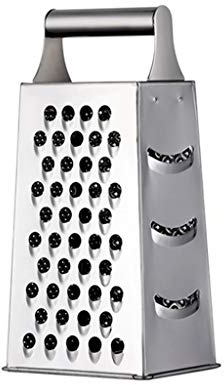 Cheese Grater Vegetable Slicer Stainless Steel with 4 Sides, 9.2 Inches Height Large Box Grater Best for Shredded Parmesan Cheese, Vegetables, Ginger and Fruits-Silver