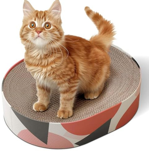 ComSaf Alfombras Rascadoras para Gatos, Rascadoras de Cartón con Hierba Gatera, Reciclar el Rascador Corrugado, Diseño Reemplazable, Una Caja
