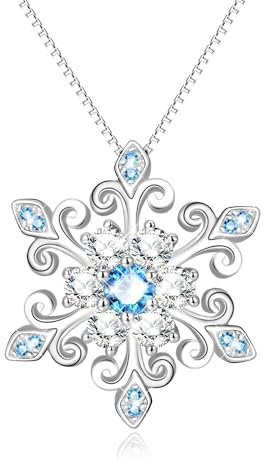 AOBOCO 925 Sterling Silber Schneeflocke Kette mit Fleur de Lis Design Weihnachten Halskette Schmuck Geschenke für Frauen