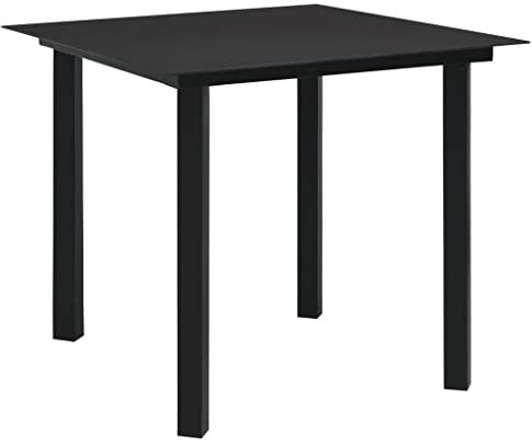 vidaXL Garten Esstisch Wetterbeständig Gartentisch Terrassentisch Balkontisch Gartenmöbel Tisch Terrasse Outdoor Schwarz 80x80x74cm Stahl Glas