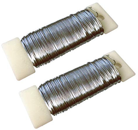 2 Roll 22 Gauge Silver Florists Wire - Flexible Paddle Wire for Craft Binding & Flower Wreath Making