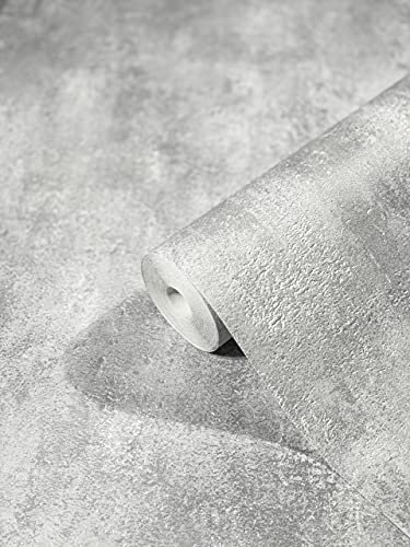 marburg Tapete Hellgrau Betonoptik HAILEY für Wohnzimmer, Schlafzimmer oder Küche Made in Germany 10,05m x 0,53m Premium Vliestapete 82246