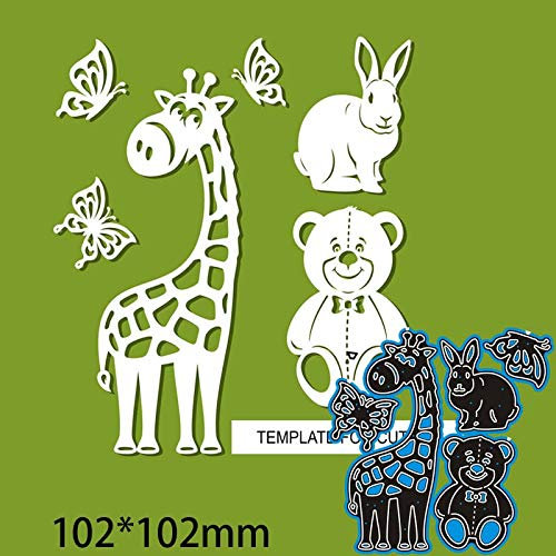 Animals Cutting Dies for Card Making, YunTrip Giraffe Rabbit Friends Metal Cutting Dies for DIY Scrapbooking Album Embossing Photo Craft Paper Cards Decorative Craft