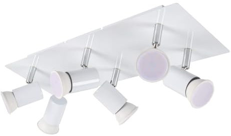 6 Flammig LED Deckenstrahler GU10 Modern Weiß Chrom Deckenleuchte 230V Wohnzimmer Deckenlampe Küche innen Strahler