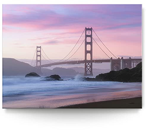 BilderKing Wandbild Golden Gate Bridge San Francisco - 200cm x 150cm Leinwand auf 4cm Keilrahmen