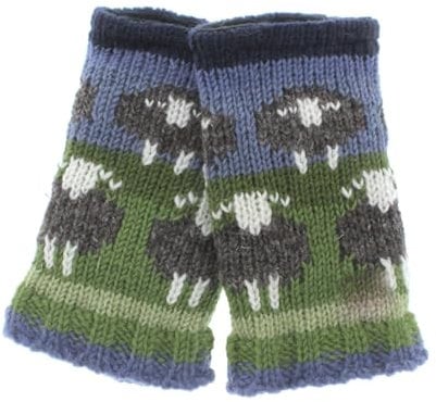 Women Wool Hand Wrist Warmers Fleece Lined Handknitted Herdwick Sheep Multicoloured One-Size Handmade Extra Warm Pachamama Fair Trade