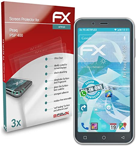 atFoliX Schutzfolie kompatibel mit Peaq PSP 400 Folie, ultraklare und flexible FX Displayschutzfolie (3X)