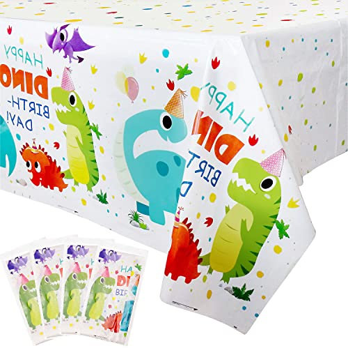 4 Stück Dinosaurier Party Tischdecken - 220 x 130 cm Dino Tischdecke für Dinosaurier Thema Kinder Jungen Mädchen Geburtstagsparty Liefert Baby Shower Dekorationen