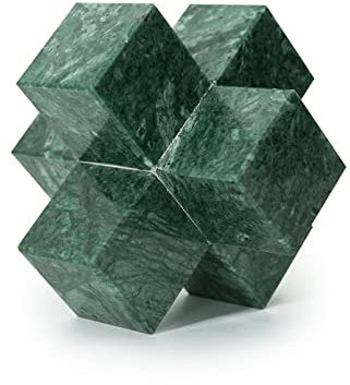 DreamsEden Geometrische Skulptur, kleiner grüner Marmor, dekorative Ornamente, moderne Wohnkultur, Akzent, Briefbeschwerer