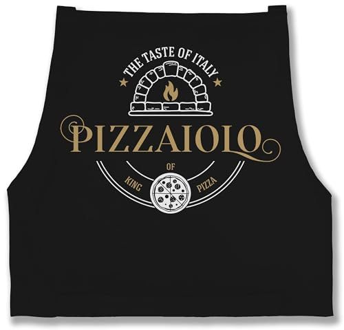 Shirtracer Schürze - Pizzaschürze - Herren - Pizzaiolo Pizzabäcker I King of Pizza I Kochschürze Pizzabäcker - 85x69 - Schwarz - pizzaschürzen für italien kochschürzen pizzabäcker+schürze italiener