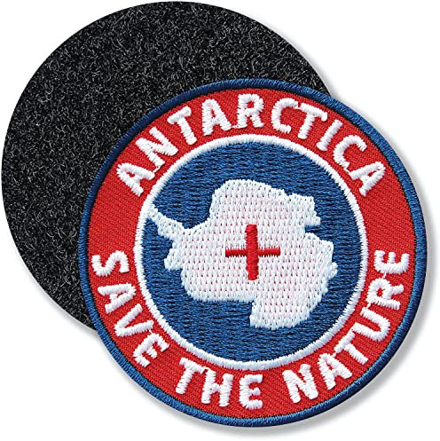 Antarktis Arktis/Klett-Patch gestickt rund/Klett Patch Patches Aufnäher Applikation zum aufnähen aufkleben auf Kleidung Rucksack Taschen