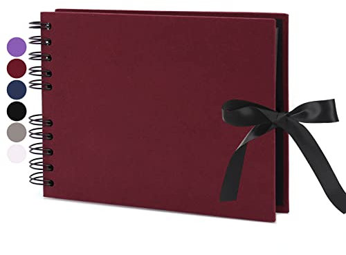 Vienrose Fotoalbum Zum Selbstgestalten 24 x 17 cm DIY Fotobuch 40 Seiten Seidenband Bastelpapier Album für über 80 10x15 Fotos Baby Familie Valentinstag Geburtstag Jahrestag Geschenk