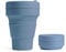 STOJO On-The-Go Mini Collapsible Junior Cup - 8oz / 237ml - Reusable & Foldable Silicone Travel Mug with Lid and Straw - Portable, Pocket Size - Dishwasher Safe - Steel Blue