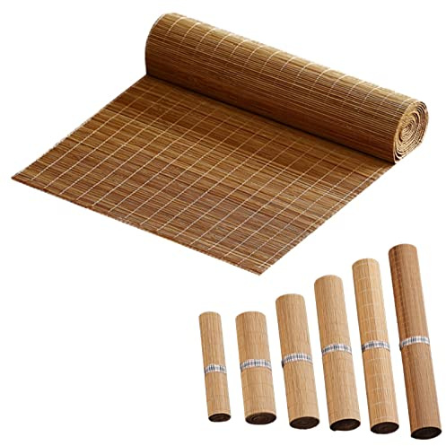 Tischläufer Natürlicher Bambus-Tischläufer, Lang, 40/60/80/100/120/350 cm, Streichholz-Tischset, Tischdecke Für Zimmer/Party/Kommode, Retro-Rechteck(35cmX40cm/14 X16)