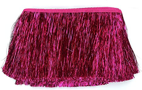 YYCRAFT Lametta-Fransenborte, 20,3 cm breit, Lametta-Girlande, Tanzkostüm, Fransenbesatz, glänzender Folieneffekt, Party-Dekoration (4,5 m, Hot Pink)