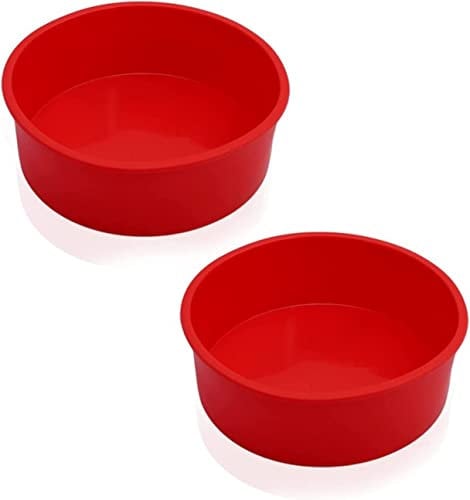 NCOALE Silicone Cake Tins, 2 Pack 6 Inch Round Silicone Cake Mold Pan Silicone Cake Moulds Tins, Nonstick & Quick Release Baking Tins Round Mould Set for Layer Cheesecake
