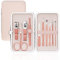 AOOWU Set de Manicura y Pedicura, 10pcs Kit Manicura con Cortauñas, Tijeras Uñas, Lima Uñas y Empujador de Cuticulas, Kit Pedicura Profesional de Acero Inoxidable para Viajes y Hogar (Rosa)
