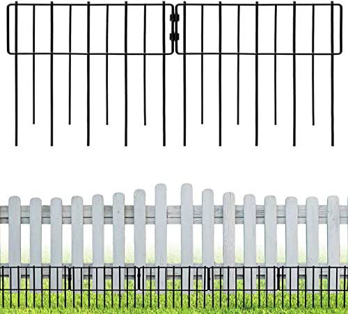 Samamixx Tier-Absperrzaun, 10 Stück, kein Graben, 33 Lx30 cm H, Gartenzaun-Bordüre für Hunde, Kaninchen, Haustiere, dekorative Metall-Zaunpaneele für den Außenbereich, Hof, Landschaft, T-Form