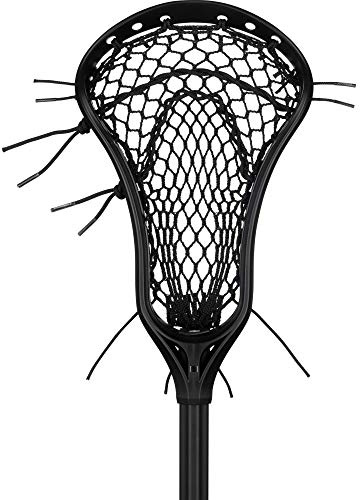 StringKing Girl's Starter Attack Lacrosse Stick Strung with Type 4 Mesh (Black/Black)