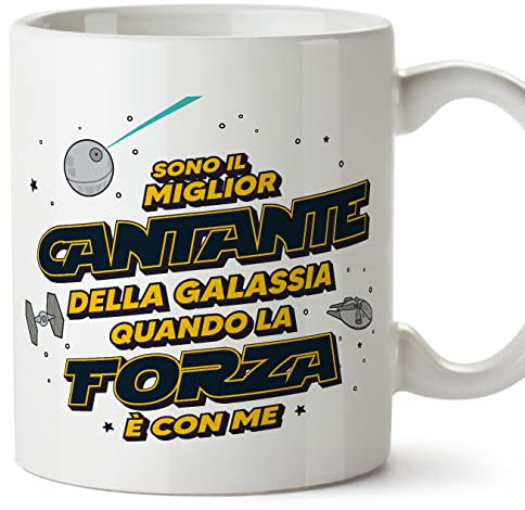 Mugffins Tazza in ceramica per CANTANTE uomo 11 oz / 350 ml - In italiano - Miglior Della Galassia Quando Forza - Idea regalo per compleanno, anniversario, natale, laurea