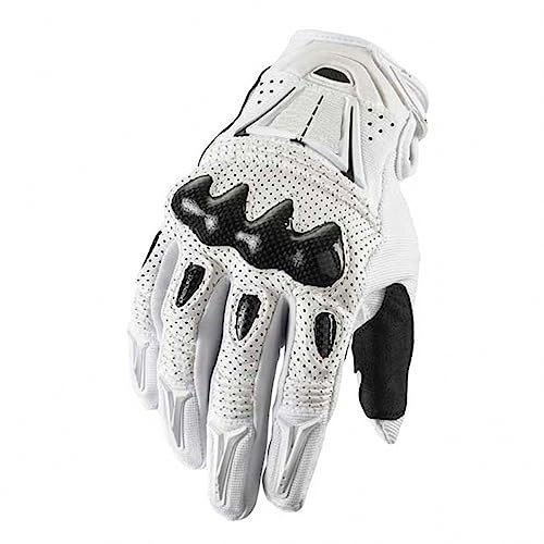 MAOTN Outdoor-Herren-Motorrad-Vollfingerhandschuhe, Offroad-Renn-Carbonfaser-Anti-Fall-Shell-Fahrradhandschuhe, rutschfeste und verschleißfeste Mountainbike-Fahrhandschuhe,White,XL