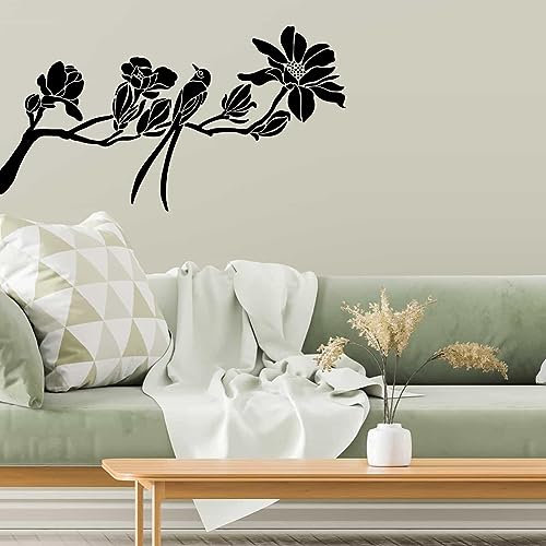 SUPERDANT Oiseaux Branche Sticker Mural Style Chinois Oiseaux Fleurs Décoration Murale Sculpté Mur Art Décor Stickers Peintures Murales pour Bureaux Maison Murs Chambre Décoration Murale
