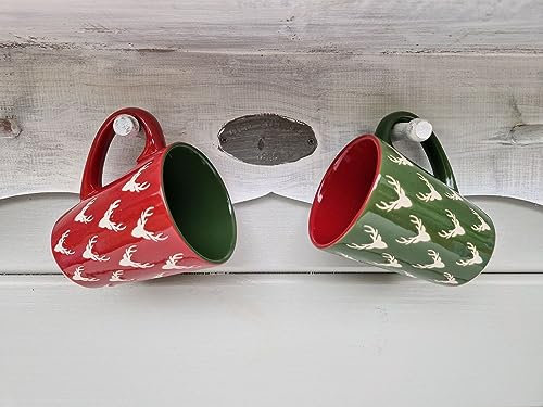 Tassen Becher Weihnachten Alpenstil Hirsch Rot Grün 12Bx11Hx9Tcm 360ml