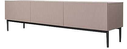 bogart TV Lowboard Nicole 200 cm mit 3 Klappen/Türen, Griffloses Öffnungssystem, Schwarz Metallfüße, Fernsehtisch, TV-Möbel, Fernsehschrank, TV Tisch, TV Schrank, TV Bank