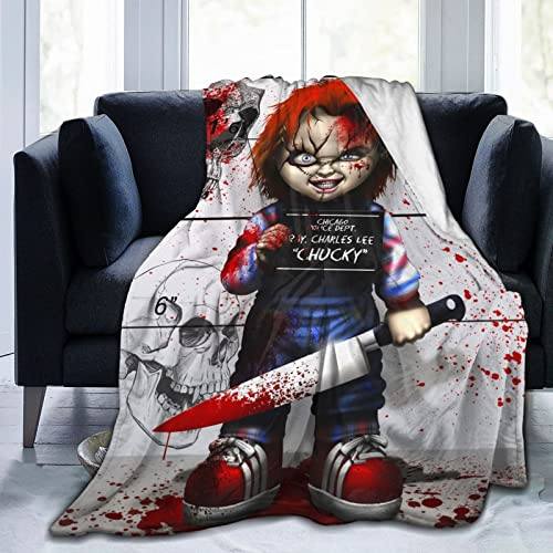 Horrorfilm-Überwurfdecke, 152,4 x 127,7 cm, ultraweiche Micro-Fleece-Decke, weiche, gemütliche Decken für Bett, Couch, Bett, Sofa, Wohnzimmer