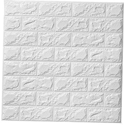 Uonlytech Stickers Muraux Brique Autocollants Adhesifs Pour Salon Chambre Design Réaliste Auto-adhésifs Décor Mural Blanc Perle