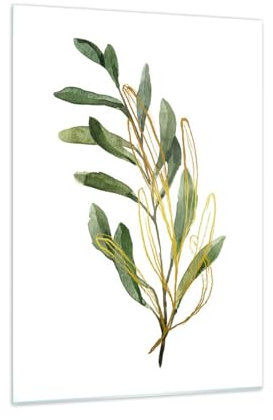 Bilder auf Glas Blätter Olive Anlage Glasbild 50x70cm Wandbilder Dekoration Wohnzimmer Schlafzimmer Küche Deko Klein Wanddeko Bild im Glas Wand Kunstdruck Art Modern Wall Decor Glasdruck GPA50x70-5385