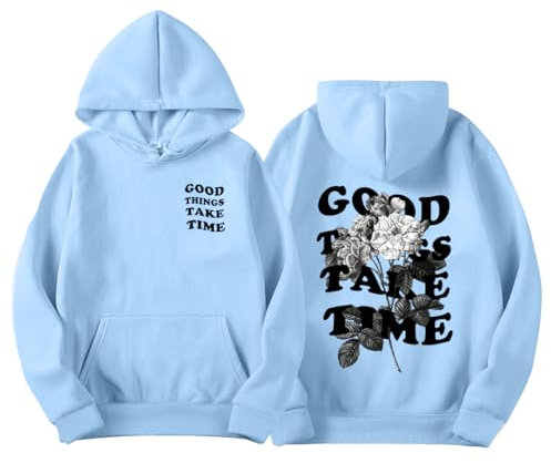 Yegirlzs Felpa Uomo con Cappuccio Abbigliamento Felpe Manica Lunga Vintage Stampa di Lettere Hoodie Sweatshirt Sportivi Felpe Tops Autunno Inverno Moda A Azzurro XL
