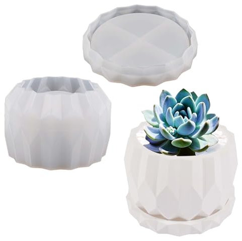 Attuslla 1 Pz Moldes Resina Epoxi Planta Silicona Molde, Molde de Silicona para Macetas, Brillo para La Fabricación de Portavelas, Molde de Silicona para Macetas de Plantas Suculentas