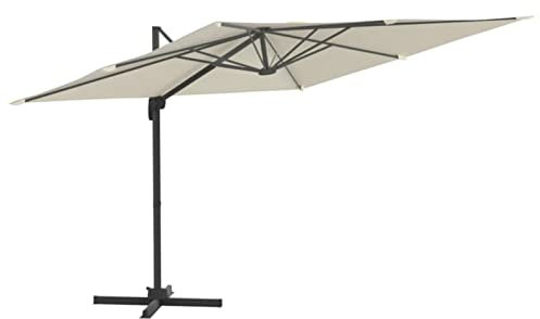 Camerina Sombrilla voladiza con LED blanco arena Sombrilla Jardin Sombrilla Playa Antiviento 400x300 cm