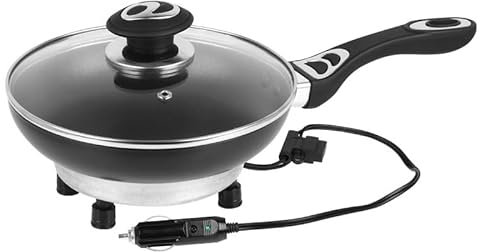 Carmotion Padella Elettrica Auto 24V - Padella Elettrica da Viaggio con Coperchio - Padella 24 Volt con Diametro di 200 mm e Potenza di 250W - Padella Portatile Ideale per Veicoli
