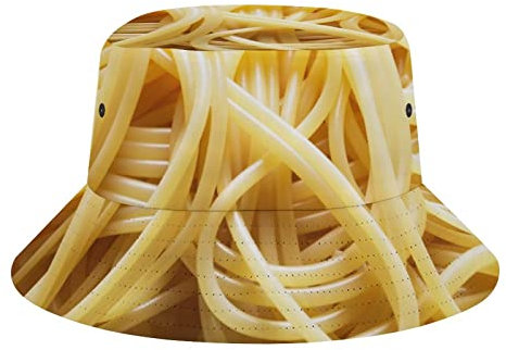 peiyeety Pasta Nudel Lustige Lebensmittel Obst Gemüse Eimer Hut Sonnenhüte Fischer Outdoor Sommer Strand Reise Packable Casual Cap für Männer Frauen