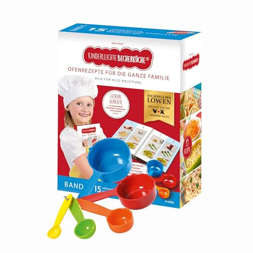 Becherküche Kinderleichte Ofenrezepte (Band 5), inkl. 5-TLG. Messbecher-Set, Kochbuch für Kinder, Kinderleicht Kochen nach Bildern, Kochschule mit 15 herzhaften Rezepten